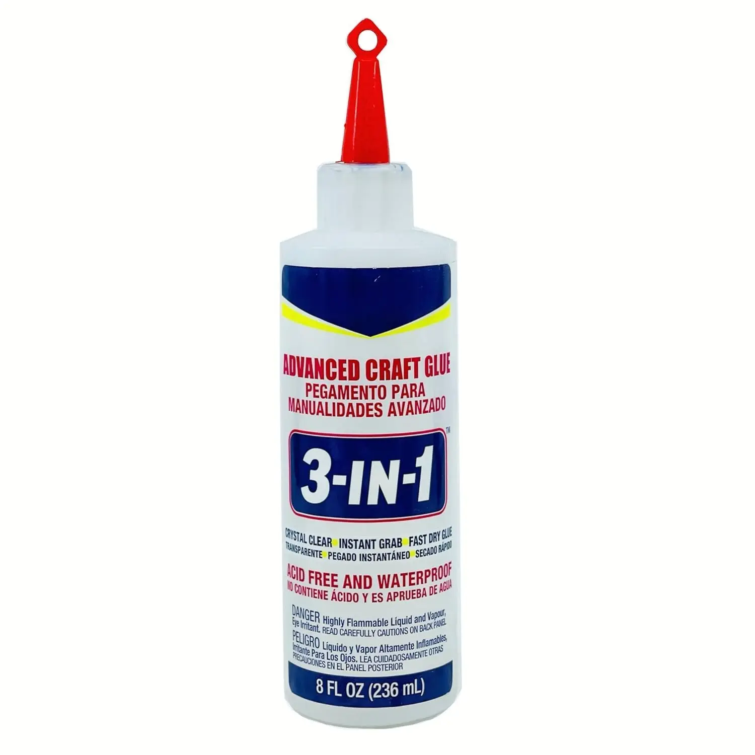 3-in-1  Craft Glue - Fast-Drying,  Clear Adhesive for , Ceramics, Fabrics, and More, 8-Ounce