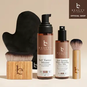 Beauty by Earth Self Tanner Pro Bundle - Professional Sunless Tanning Kit At Home includes tanning mousse, mist, face & body brush, mitt applicator