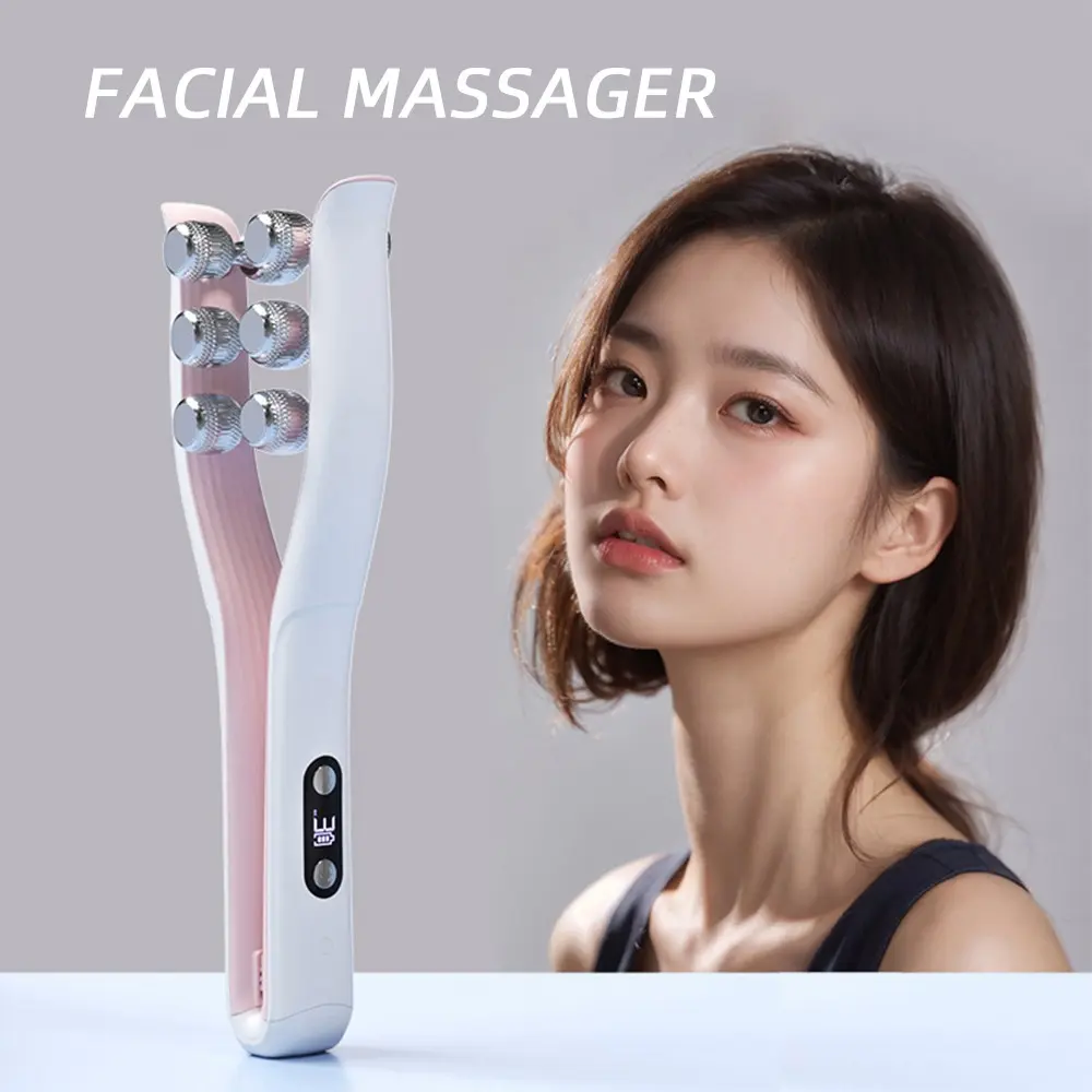 Roller Face Device, Beauty tool, Facial Shaping Tool with 360° Kneading, 12 Roller Massager, Improve Skin, 3 Adjustable Settings, Wireless Use, Smart Display, Facial Care Tools, Facial Beauty Massagers, Perfect Holiday Gift for Friends and Family