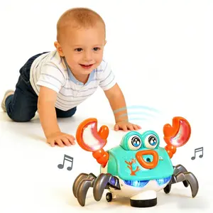 Crawling Crab Baby Toy Infant Tummy Time Walking Dancing Moving Crab Toys for Boys Girls Musical Light Up Sensory Toy Birthday Gift