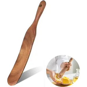 Wooden Spurtle Spatula for Sourdough Starter - Dough Whisk, Baking & Cooking Utensil, Jar Scraper to Reach Bottom of Containers, Sourdough Stirring Stick & Spreader for Non-Stick Cookware
