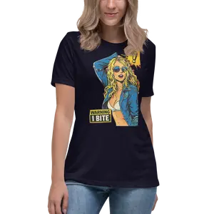 Warning I Bite, Women's Relaxed T-Shirt
