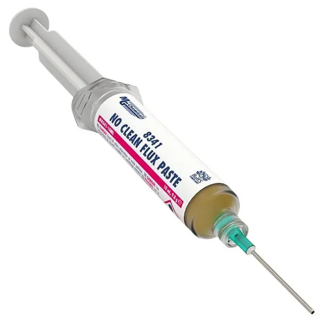 MG Chemicals 8341-10ML No-Clean Soldering Flux Paste, 10 mL Pneumatic Syringe with Thickener, Synthetically Refined Resin, Non-Conductive & Non-Tacky Residues for PCB Rework, Surface Mount Assembly Reworks, Clear, Non-Conductive, And Non-Tacky Residues