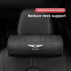 Car Round Leather Neck Protection Memory Cotton Headrest For Genesis G70 G80 G90 GV80 GV70 GV60 GV90 Neolun