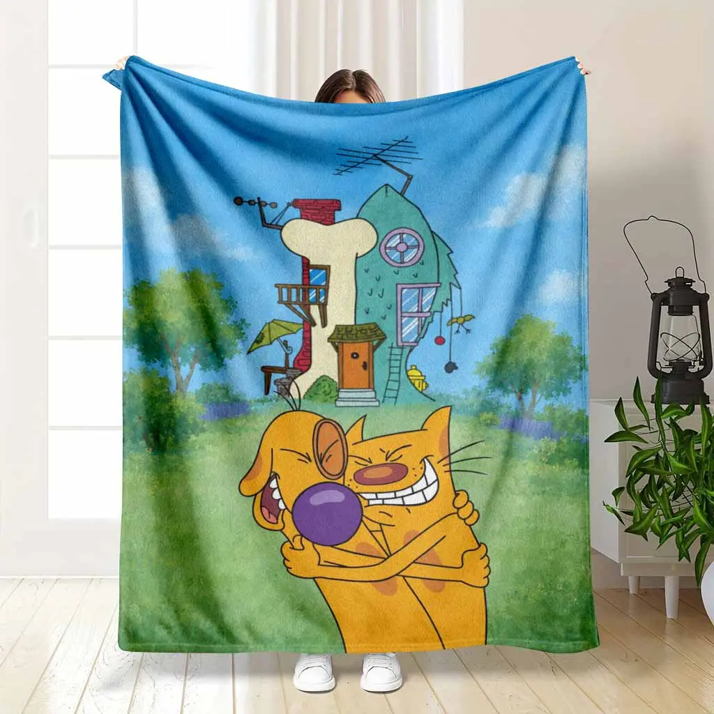 Cartoon Character Flannel Blanket Funny House Print Soft Lightweight Cozy Plush Bedding Throw Perfect For Living Room Sofa Bed Couch Bedroom Decor Warm Winter Bedspread Gift