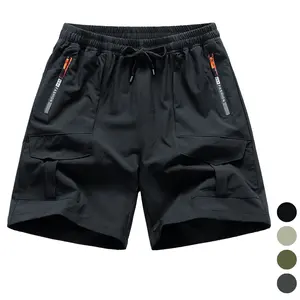 Men's Utility Cargo Shorts - Multi-Pocket Design with Zipper Pockets, Elastic Waist Drawstring for Outdoor & Casual Wear