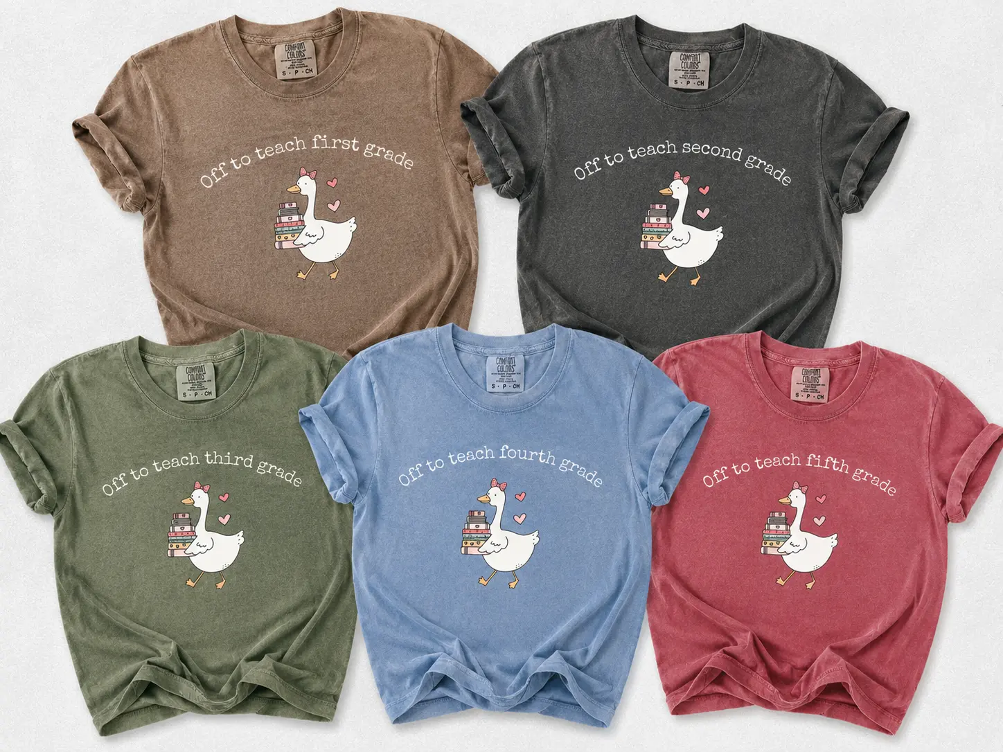 [Comfort Colors for Back To School Collection] Kindergarten First Second Third Fourth Grade Teacher Shirt, Off To Teach Grade Level Team Tee, Back To School Teacher Shirt, Elementary Teacher Tee, Matching Teacher Team Shirt, Comfort Colors Shirt