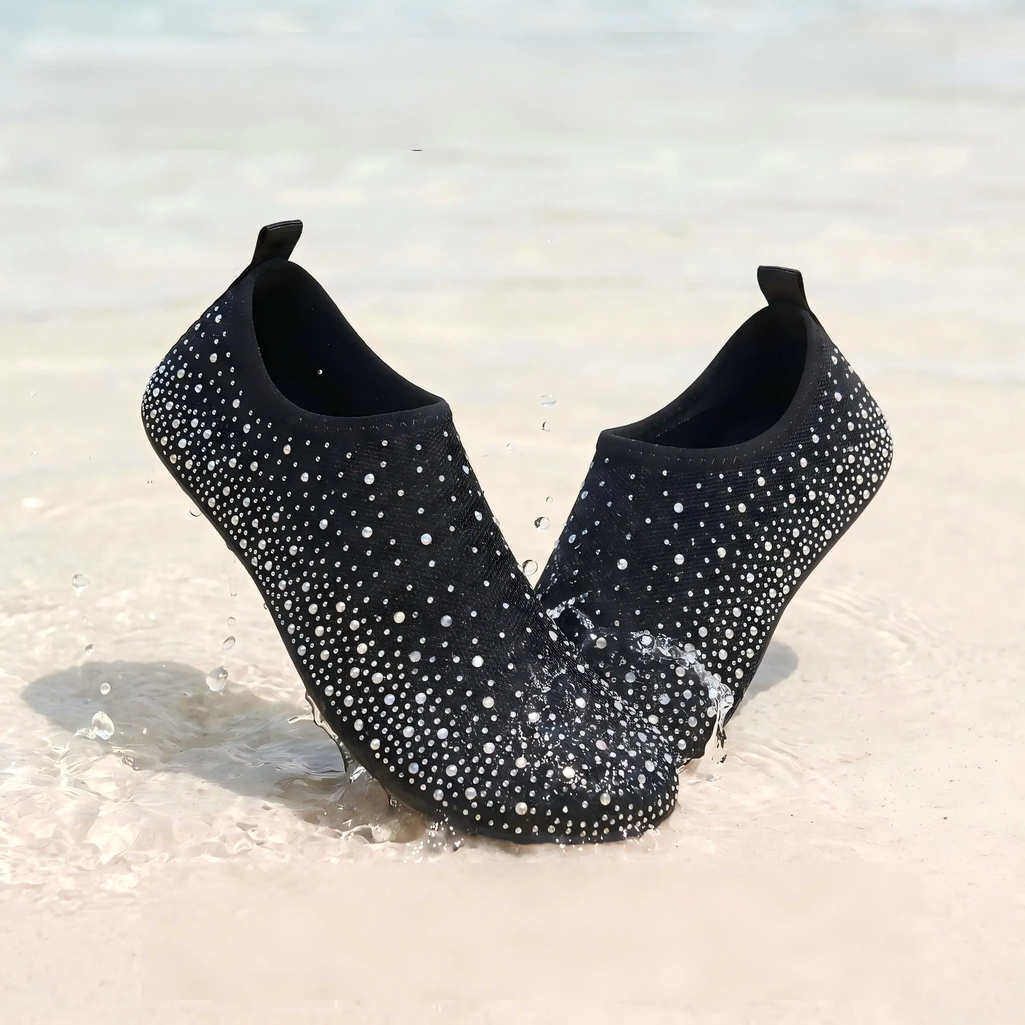Women's Colorful Diamond Water Shoes - Quick-Drying, Anti-Slip Sole Swimming Shoes for Pool, Beach Activities