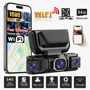 1080P Full HD Car Camera, Front Rear Side View, WiFi, 32GB SD Card, 360° Rotation, Backup Camera, Night Vision, Gravity Sensor, Wide Dynamic Range