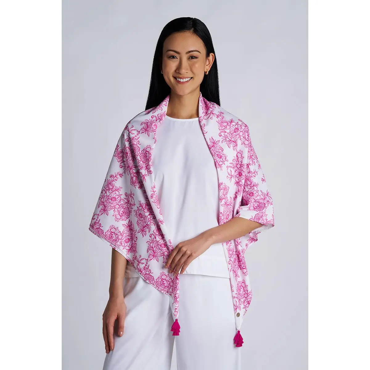 Minneola | Featherlight Scarf | Fuchsia Bouquet