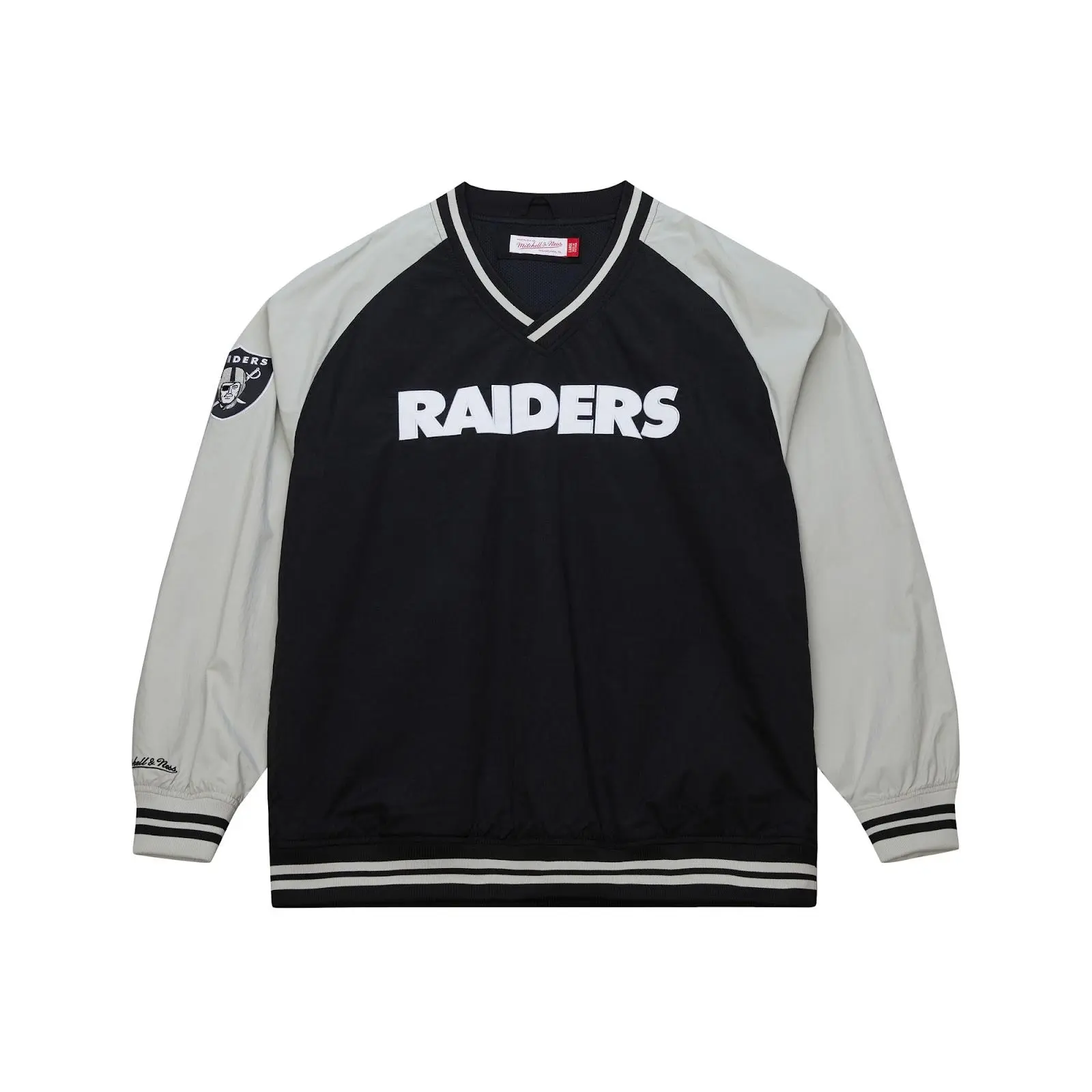 Las Vegas Raiders Black Current Nylon Pullover NFL Throwback Outerwear Vintage Fan Gear Mitchell & Ness