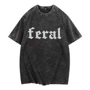 Wild English Letters + Heavy Tie-Dyeing Technique, Retro Washed Top, Oversized Vintage washed cotton T-shirt Women, Casual Street Fashion, Suitable for Daily Wear