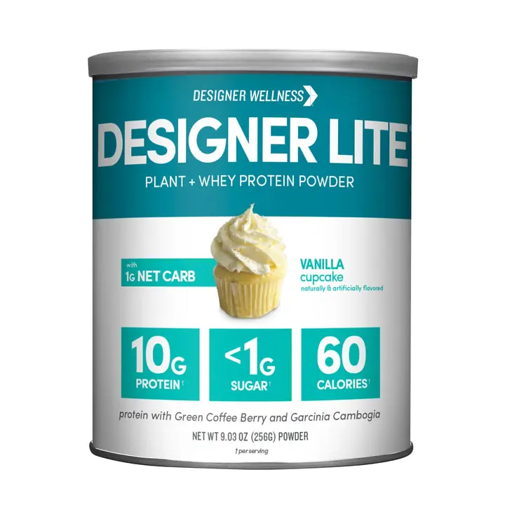 Designer Lite Protein Powder - Vanilla Cupcake Flavor, 9.03oz, Clean Non-GMO Premium Protein Formula, Fitness & Muscle Fitness Supplements, Clean Protein, Non Gmo Protein