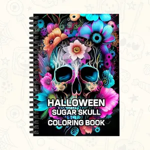 1 Pc Halloween Sugar Skull Adult Coloring Book: Spiral Bound with 16 Single-Page Day of The Dead Designs for Relaxation
