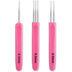 3Pcs Dreadlock Crochet Hooks, Dreadlock Needle Tool for Craft, Crochet Hook for Hair Braid Tool with Ergonomic Handle 0.5mm 1&2&3 Hook
