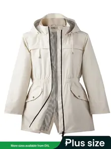 Women's Lightweight Waterproof Long Hooded Trench Coat, Lined Breathable Windbreaker Travel Jacket for Spring & Fall, Womenswear