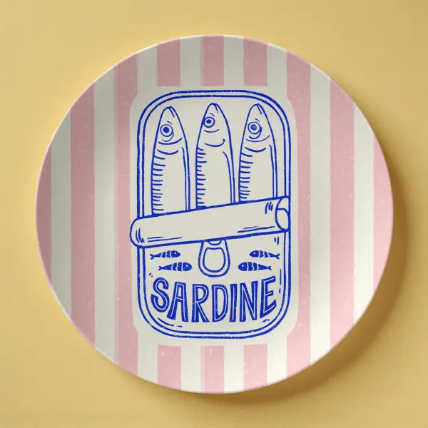 Sardine Plate – 10” Trendy Plate with Sardine Design, Tinned Fish Aesthetic, Coastal Kitchen Decor, Sardinecore Gift, Fisherman Aesthetic, Wall Plate, Cool Girl Gift, Cool Girl Aesthetic