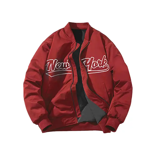 Men's Letter-Print Baseball-Collar Long Sleeve Jacket - Menswear Tops Coats, Regular Fit, Casual, Waterproof, Lightweight Outdoor Outerwear for Everyday Wear