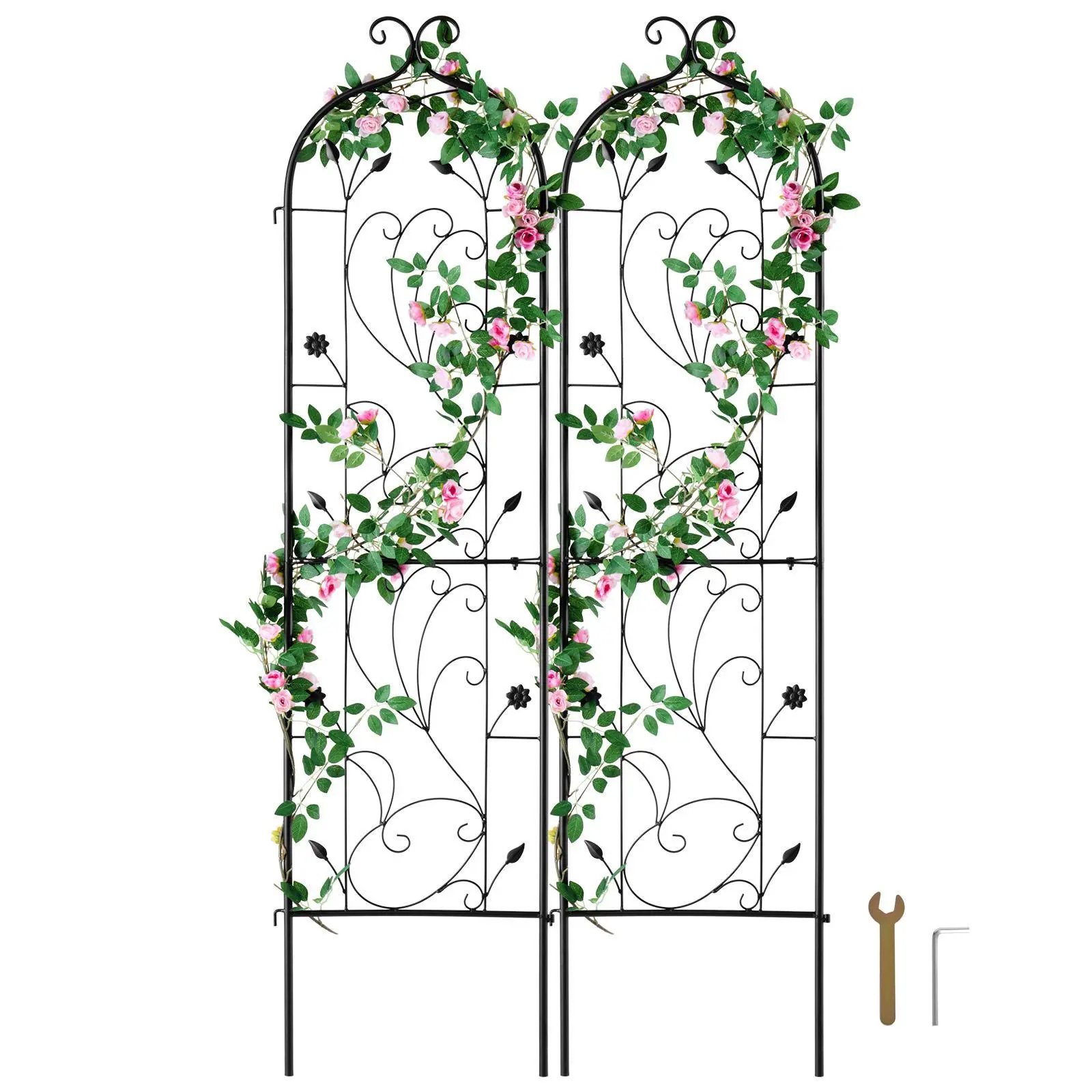 【summerfinds】VEVOR Rustproof Metal Garden Trellis (2 Packs, 60x15 in) - Trellis for Cucumbers, Climbing Plants, Roses, Clematis, Decorative Outdoor Support for Courtyards, Lawns, Father's Day Gift