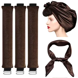 4 in 1 Pack Heatless Curls No Heat Curling Rod, Velvet Hair Curlers to Sleep in  Silk Scarf Curl Styling Kit for Long Medium Hair