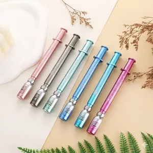 6 Pcs Exasinine Syringe Pens Luminous Syringe Gel Pen Light Pen Beautiful Ballpoint Pens Aesthetic Pens for Gift School and Office Party Supplies 6 Colors