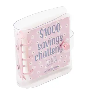 $1,000 Savings Challenge Binder, Spring Mini Portable Budget Binder, 1 Piece Savings Budget Plan, Mother's Day Gift Savings Binder, Cash Storage Filler Binder, Transparent Budget Binder, Save Money Challenge Clarity Binder