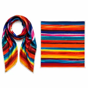 Bruce Mishell 100% Mulberry Silk Scarf -35” Lightweight Square Neckerchief – Breathable Digital Printed Scarves with Gift Packed