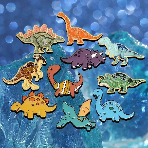 Dinosaur Animals Pin Set, Fashionable Collar Clips for Women & Men, Decoration for School Backpacks & Jackets, Christmas Party Gift, Beach, Business, Unisex Clothes, Backpack Decoration, Everyday