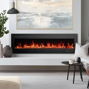 60"Electric Fireplace, 1500W, 13 Adjustable Flame Colors, 12-Hour Timer, Low-Noise Design, Supports Wall-Mounted/Freestanding/Built-In Installation