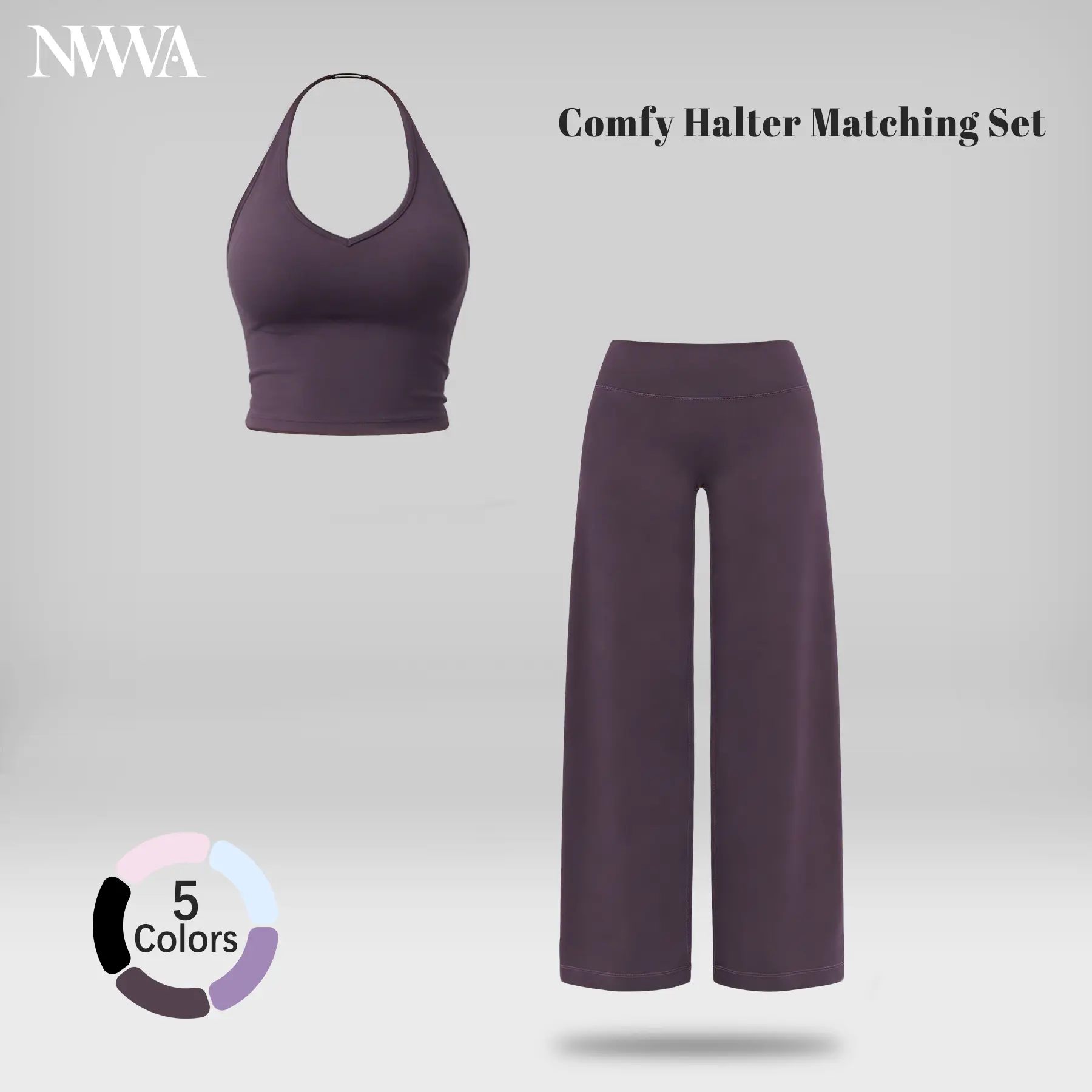 Women's 2-Piece Stretchy Athleisure Sportswear Set - Strappy V-Neck Crop Top, Straight-Leg Pants, Tie-Accent Matching Outfit, Stylish Training Wear for Gym, Yoga, Summer Lounge Clothing, Quick Dry, Stretchy Suit Set, 2 Piece Sets tiktokshopbacktoschool