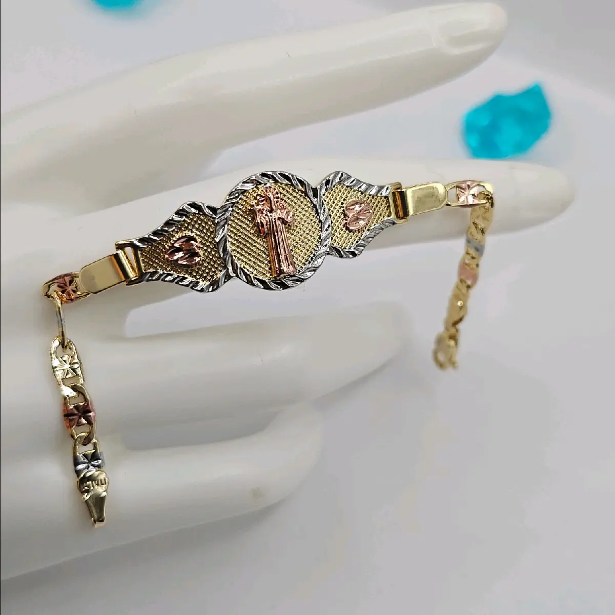bracelets with SAINT BENEDICT Gold-plated SMALL size 7"inches  price for each