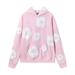 New2025Unisex Distressed Street Style Oversized Hoodie - Y2K Harajuku-inspired Men's Graphic Print Long Sleeve Pullover, Comfortable Casual Fit, Multiple Color Options, Sporty Hooded Sweatshirt,  Cotton Fabric Gifts  Gifts