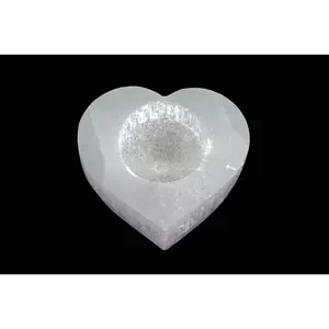 Selenite Heart Candle Holder
