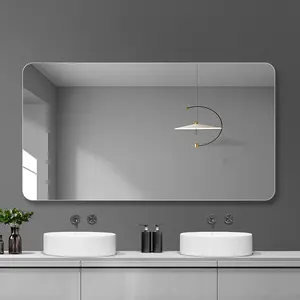 Frameless Wall Mounted Glass Bathroom Mirror for Minimalist Home Decor, 39.40x29.53x0.59 in, 5mm Thick, HD Imaging, R50 Rounded Corners, Explosion-Proof, Anti-Oxidation, Vertical-Horizontal Installation, Glass Bathroom Mirrors
