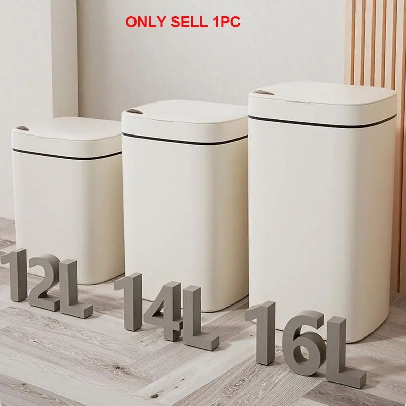 Smart Trash Can High Aesthetic Home Induction Garbage Bin with Lid, Large Capacity Bathroom Trashcan with Lid, Bathroom Waste Basket, Ideal Gift for Cross-Border Use, Automatic Trash Can