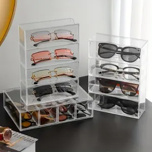 Acrylic Transparent Women's Eyeglasses Storage Box, Stylish Sunglass Organizer Case, Durable Plastic Container for Glasses Protection, Clear Storage Box, Multi Compartment Design