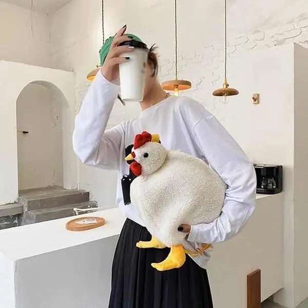 Chicken Hen Purse Bag Fluffy Shoulder bag Cute Funny Animal Gift for Women ,  Fluffy, Cute, Funny, Fashion Crossbody Bag
