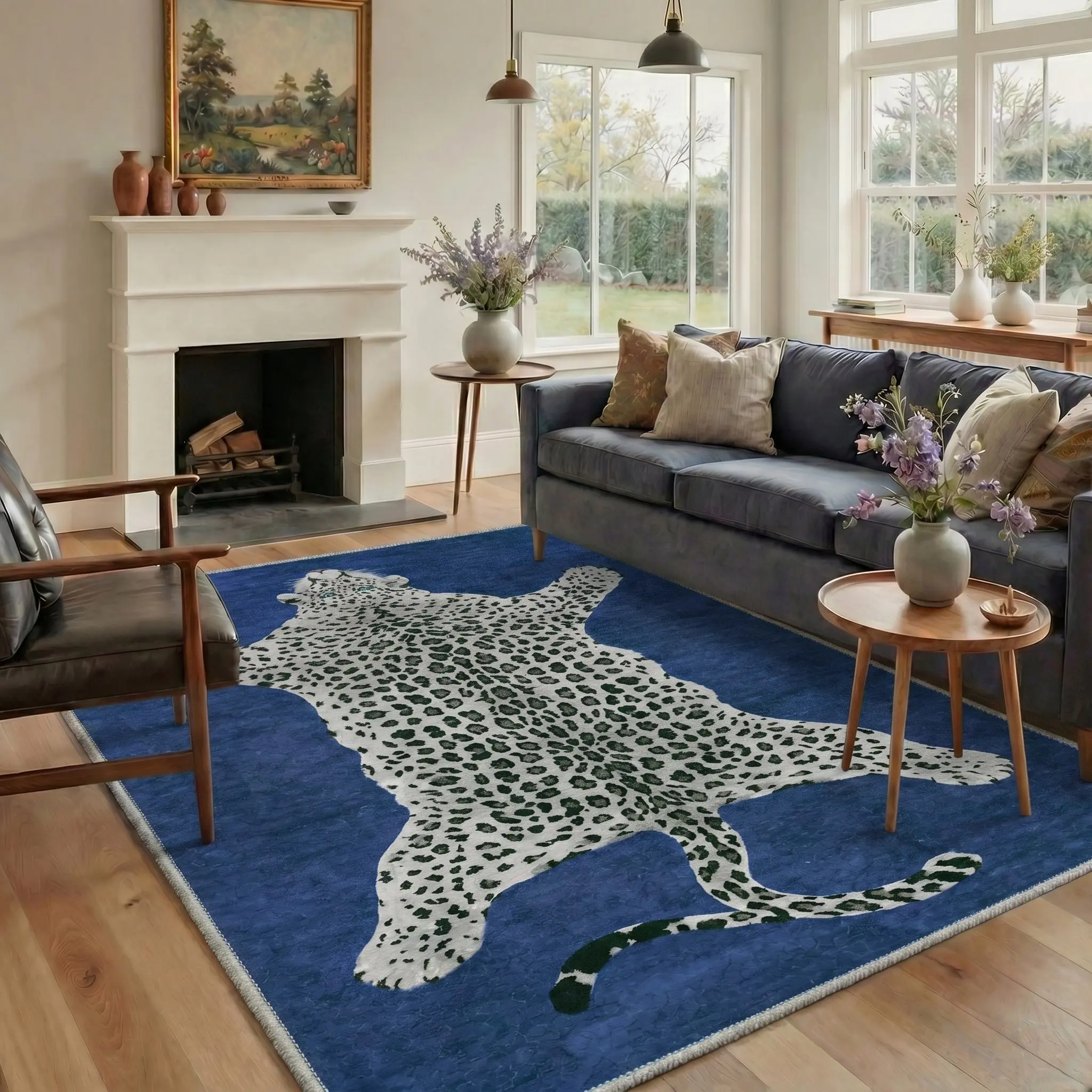 【Back To School】GENIMO Carpet – Soft, Non-Slip, Pet Friendly, Machine Washable Area Rug, Floor Rug Perfect for Living Room, Bedroom, Kitchen, Hallway, Modern Home Decor ,ARN1766-NAVY BLUE