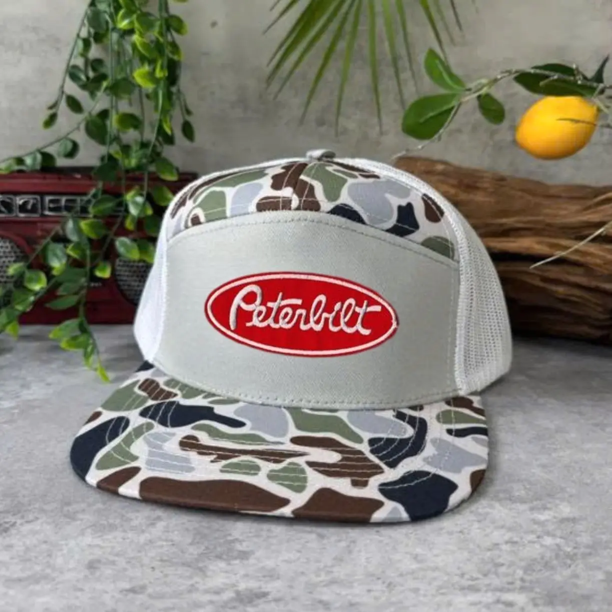 Peterbilt Red Embroidered Trucker Hat, Vintage Semi Truck Mesh Snapback Cap, Adjustable Diesel Driver Gift for Truckers and Men