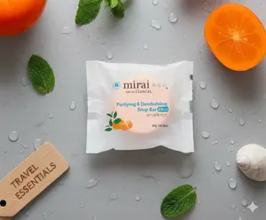 MIRAI Purifying & Deodorizing Mini Soap Bar – Japanese Persimmon & Green Tea Extract – Nonenal Eliminator for Men & Women – Travel Size Body Odor Solution with Camellia Seed Oil & Collagen – Gentle for Sensitive & Aging Skin