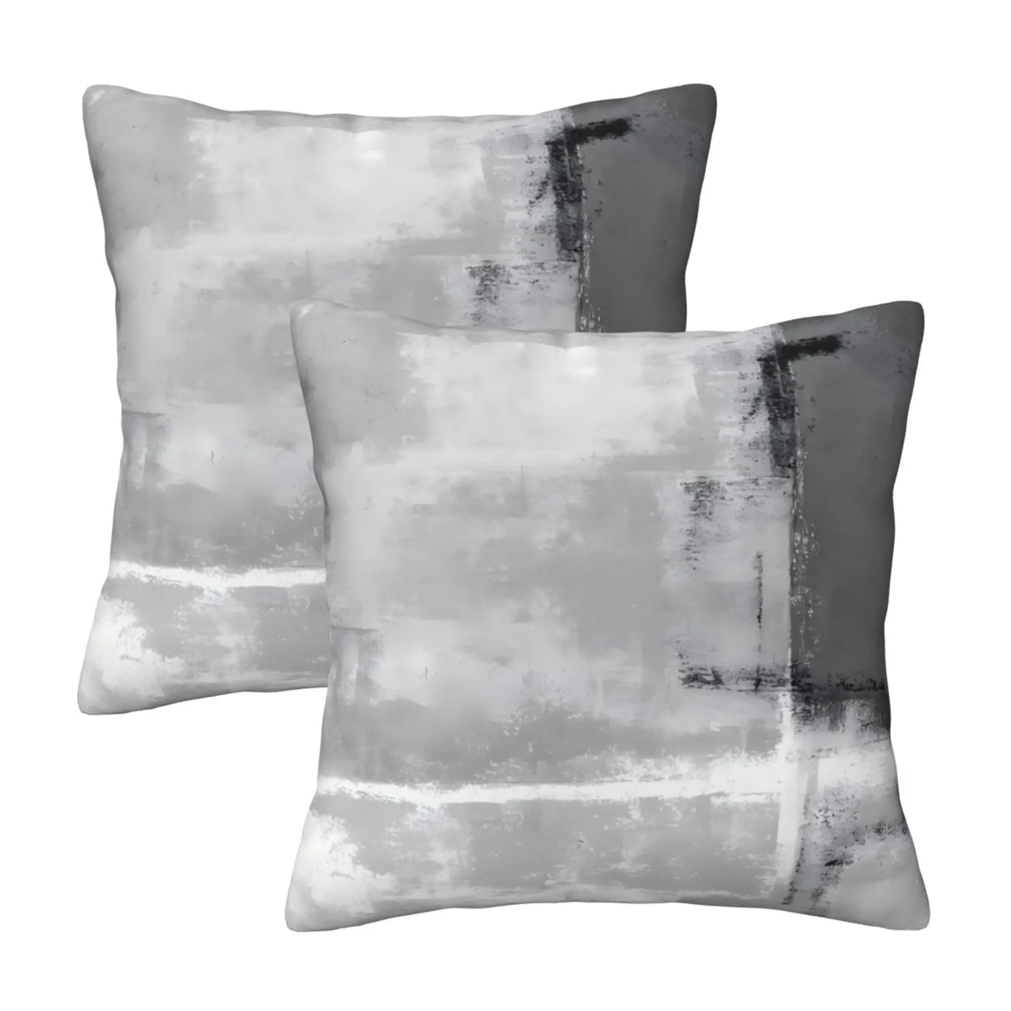 18x18 in Modern Abstract Gray and White Polyester Throw Pillow Covers (Set of 2) with Hidden Zipper, Cover Cushion for Sofa Living Room, Cute Gift for Home Decor, Machine Wash