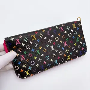 Pre-owned Louis Vuitton canvas Mini Bags Black Multicolor Zippy Wallet