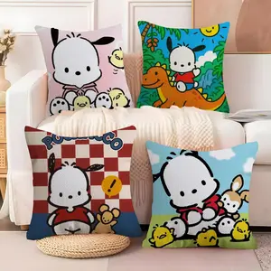 PIKPAKAKawaii Chubby P-Pochacco Cushion Cover Ultra Cozy Short Plush Pillow Cover | Soft-Touch Aesthetic Cushion Case | Skin-Friendly Stylish Decor for Sofa & Bed