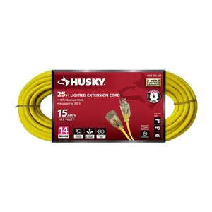 25 ft. 14/3 Medium Duty Indoor/Outdoor Extension Cord with Lighted End, Yellow