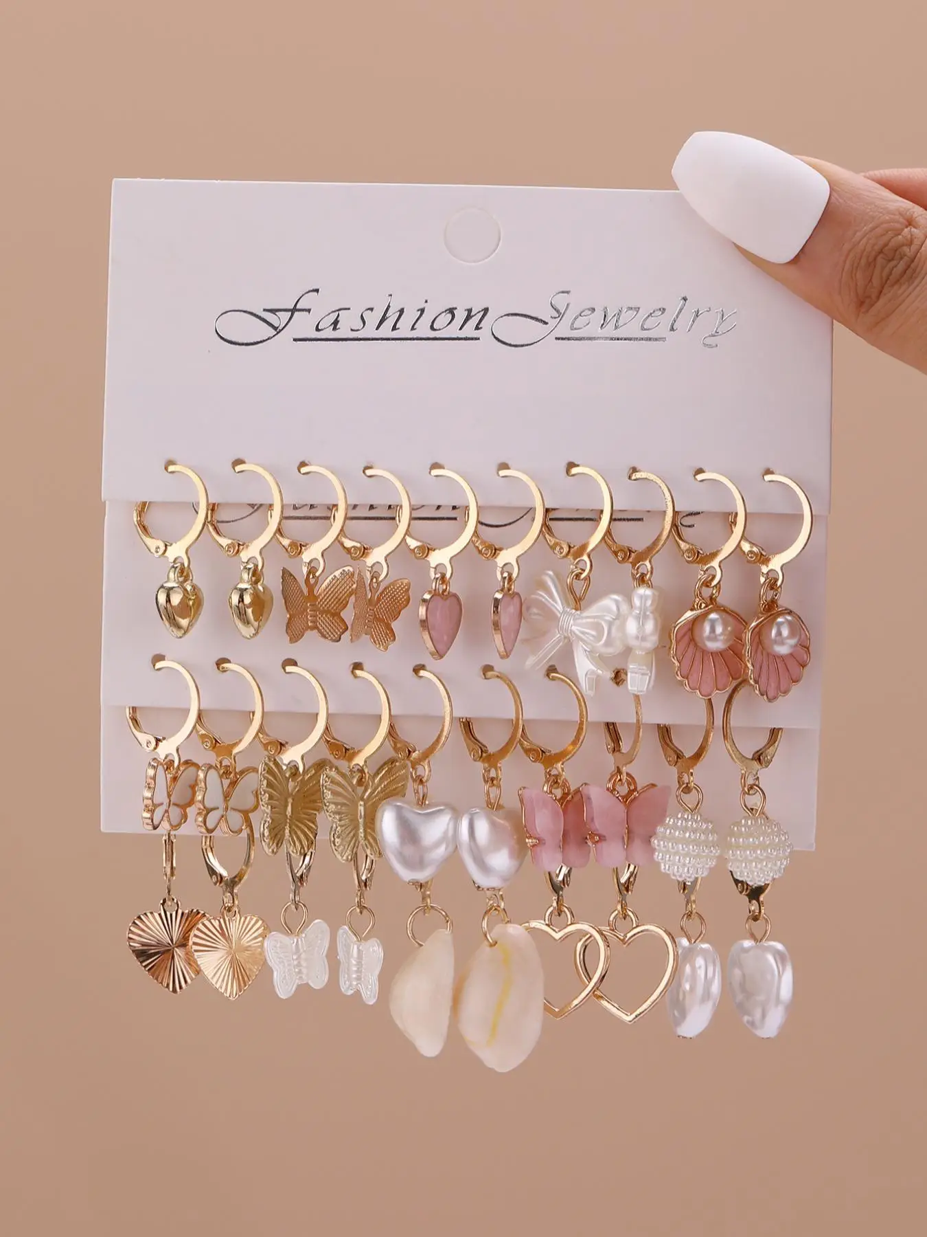 1 Set Boho Style Faux Pearl & Heart & Shell Design Hoop Earrings Set, Summer 2024 Fashion All-match Vintage Jewelry for Women, Cute Jewelry
