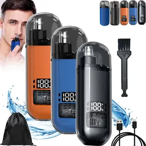 Ear and Nose Hair Trimmer Portable Digital Display Nose Clipper Rechargeable Hair Trimmer Haircare Comfort Waterproof Mini Black