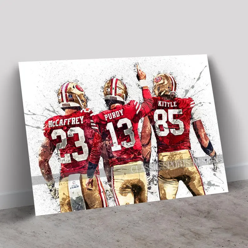 Christian McCaffrey Poster, Brock Purdy, George Kittle, San Francisco 49ers, Wall Art Print, Kids Decor, Man Cave Gift Shelly
