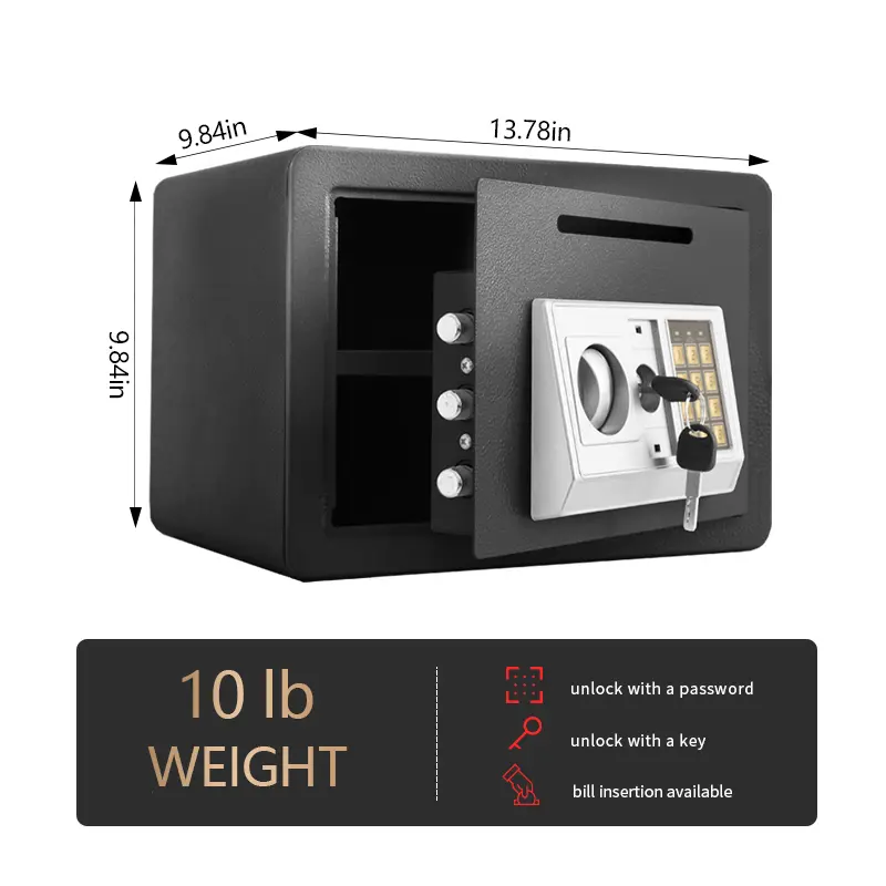 Home Safe Deposit Box | Secure Storage for Cash, Jewelry & USD Documents | Anti-Theft Piggy Bank & Home Security Safe for Valuables & Important Papers – Reliable Personal Safe to Protect Your Valuables Digital Lock Safe  Decor Electronic Wall Ornaments fa