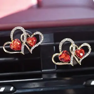 New Shining Heart-Shaped Alloy Air Vent Fragrance Diffuser Clip, Includes Aroma Pads for Car Decoration, Stylish Perfume Accessory, Car Interior Accessories