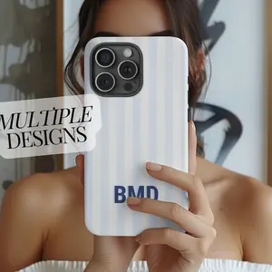 Monogram Initials Phone Case, Shadow Monogram Tough Phone Cover Custom Phone Case with NamePhone Case, Retro Christmas Movie Phone Case for iPhone 17 16 15 14 13 12 11 Pro Max X XS & SS Galaxy S21–S25 Plus Ultra, Holidays Xmas Tough Case, Perfect Gift for